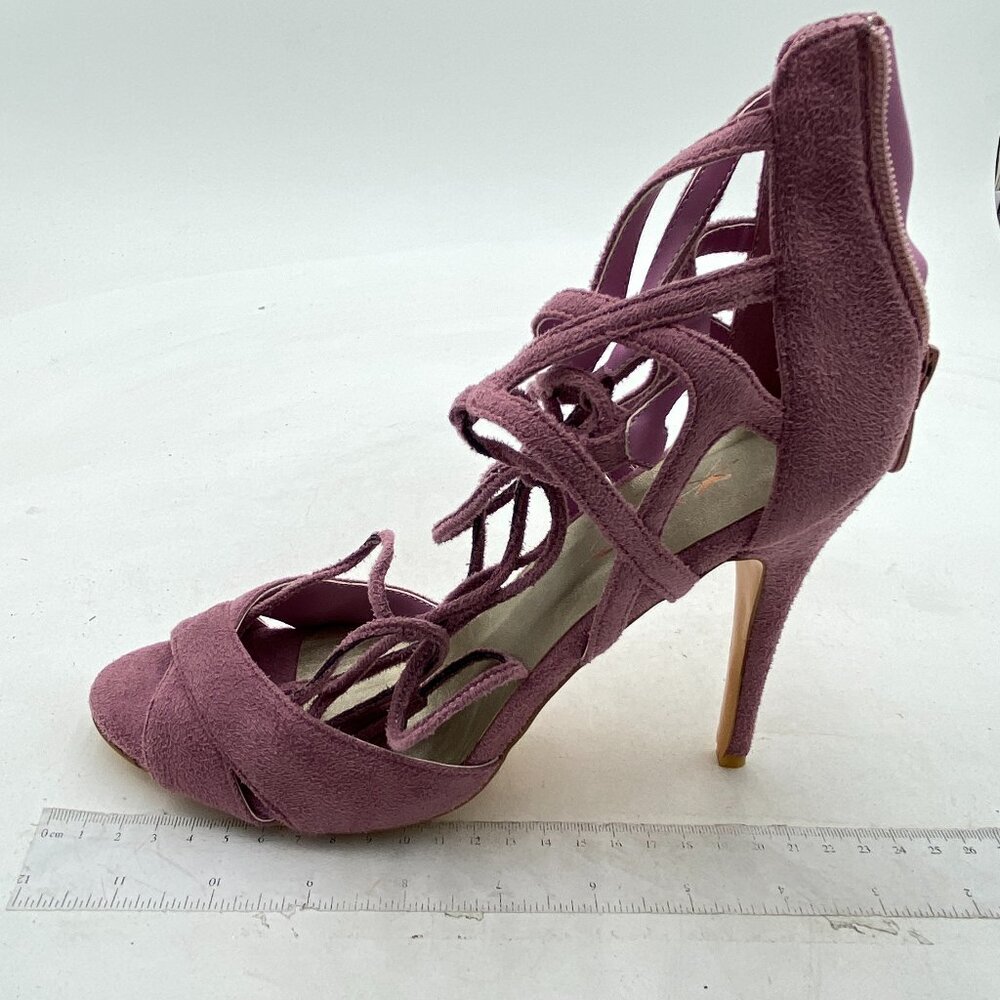 XYD Magenta Gladiator High Heel Peep Toe Lace Up Cutout Back Zipper Sandal